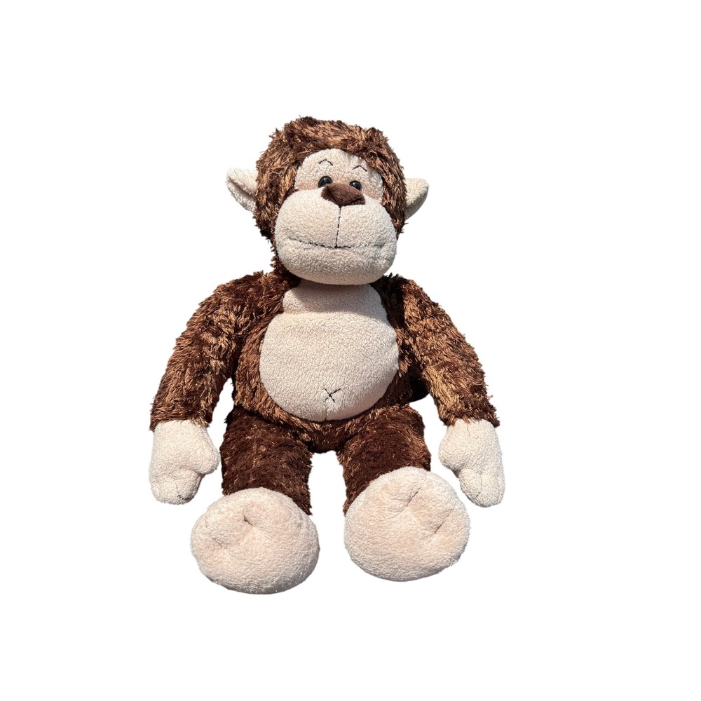 Build-A-Bear Monkey Plush Vintage Brown Shaggy Fur Long Tail Heart Tag
